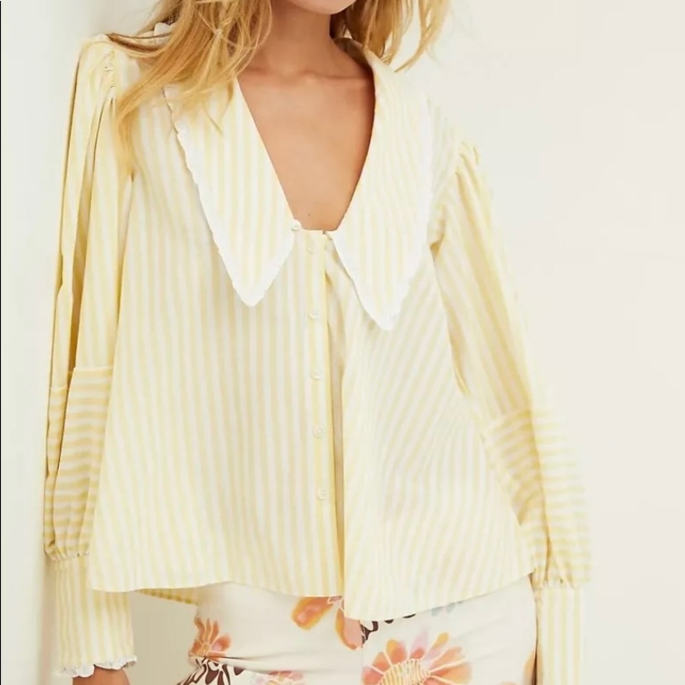 Free People Bexley Top Balloon Sleeves Med